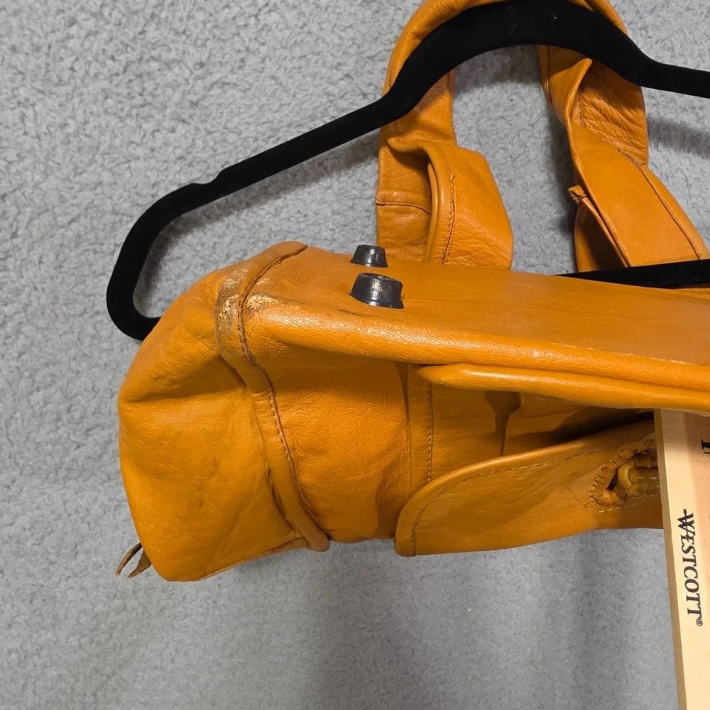 Vintage 70s‎ Cowhide Leather Square Handbag Purse 12x12x7 Burnt Orange Mr. Hide